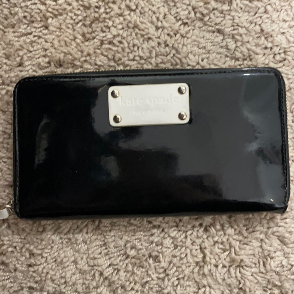 Kate Spade Black Green Polka Dot Wallet